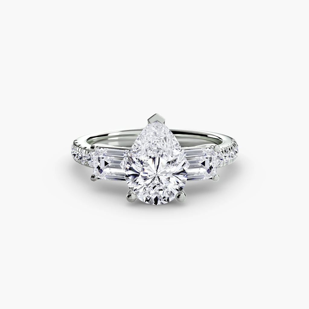 Three-Stone Ring with Pavé Band 4